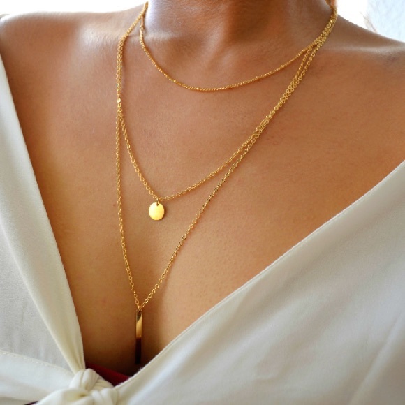 Minimalist Bohemian Indie Layered Gold Necklace - Picture 6 of 11